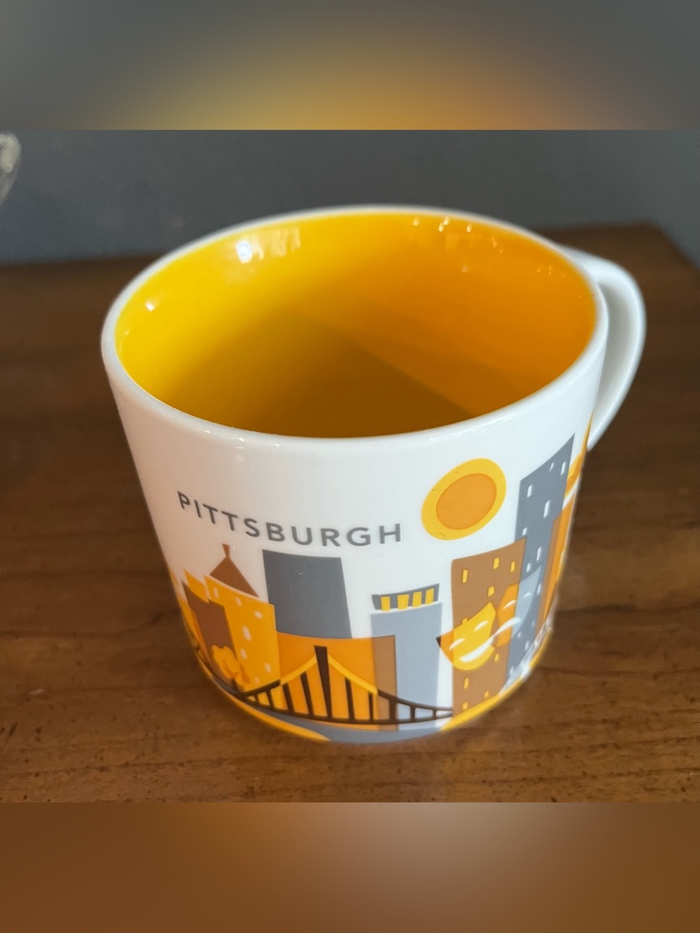 Starbucks Pittsburgh Skyline “You are Here” Mug — Yellow and Gray 2015